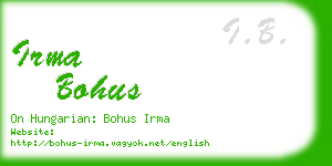 irma bohus business card